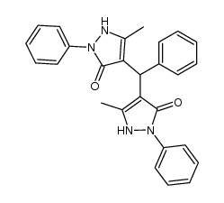 5,5'-dimethyl-2,2'-diphenyl-1,2,1',2'-tetrahydro-4,4'-benzylidene-bis-pyrazol-3-one结构式