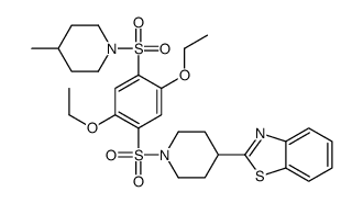 Piperidine, 4-(2-benzothiazolyl)-1-[[2,5-diethoxy-4-[(4-methyl-1-piperidinyl)sulfonyl]phenyl]sulfonyl]- (9CI)结构式