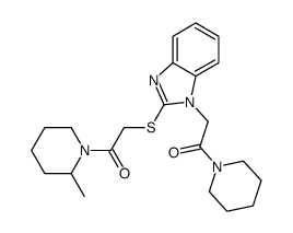 Piperidine, 2-methyl-1-[[[1-[2-oxo-2-(1-piperidinyl)ethyl]-1H-benzimidazol-2-yl]thio]acetyl]- (9CI) picture