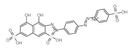 4,5-Dihydroxy-3-((4-((4-sulfophenyl)diazenyl)phenyl)diazenyl)-2,7-naphthalenedisulfonic acid structure