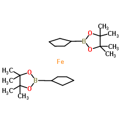 1,1'-双(4,4,5,5-四甲基-1,3,2-二氧杂戊硼烷-2-基)二茂铁结构式