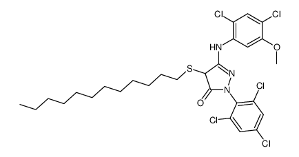 1-(2,4,6-trichlorophenyl)-3-(2,4-dichloro-5-methoxyanilino)-4-dodecylthio-5-oxo-2-pyrazoline结构式