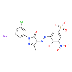 sodium 3-[[1-(3-chlorophenyl)-4,5-dihydro-3-methyl-5-oxo-1H-pyrazol-4-yl]azo]-4-hydroxy-5-nitrobenzenesulphonate Structure