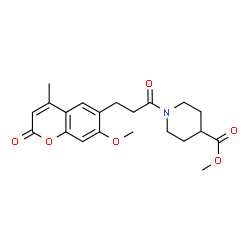 methyl 1-[3-(7-methoxy-4-methyl-2-oxo-2H-chromen-6-yl)propanoyl]piperidine-4-carboxylate结构式