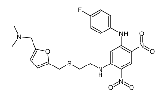 1-N-[2-[[5-[(dimethylamino)methyl]furan-2-yl]methylsulfanyl]ethyl]-3-N-(4-fluorophenyl)-4,6-dinitrobenzene-1,3-diamine结构式