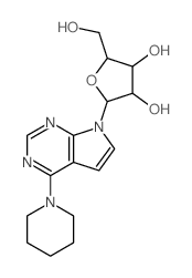 2-(hydroxymethyl)-5-[5-(1-piperidyl)-2,4,9-triazabicyclo[4.3.0]nona-2,4,7,10-tetraen-9-yl]oxolane-3,4-diol structure