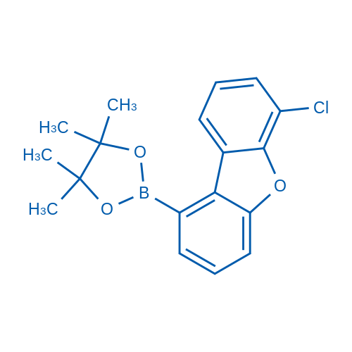 2-(6-氯二苯并[b,d]呋喃-1-基)-4,4,5,5-四甲基-1,3,2-二氧硼杂环戊烷结构式