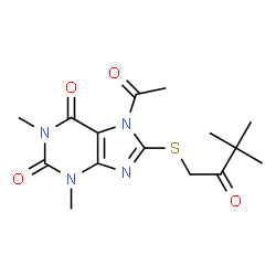 1H-Purine-2,6-dione,7-acetyl-8-[(3,3-dimethyl-2-oxobutyl)thio]-3,7-dihydro-1,3-dimethyl-结构式