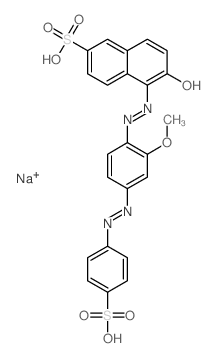 2-Naphthalenesulfonicacid, 6-hydroxy-5-[2-[2-methoxy-4-[2-(4-sulfophenyl)diazenyl]phenyl]diazenyl]-,sodium salt (1:2) picture