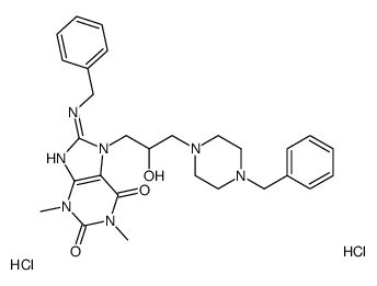 8-(benzylamino)-7-[3-(4-benzylpiperazin-1-yl)-2-hydroxy-propyl]-1,3-di methyl-purine-2,6-dione dihydrochloride structure