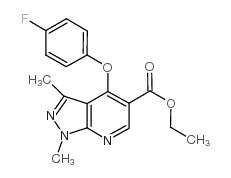 ETHYL 4-(4-FLUOROPHENOXY)-1,3-DIMETHYL-1H-PYRAZOLO[3,4-B]PYRIDINE-5-CARBOXYLATE structure