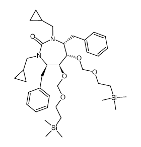 (4R,5S,6S,7R)-4,7-dibenzyl-1,3-bis(cyclopropylmethyl)-5,6-bis((2-(trimethylsilyl)ethoxy)methoxy)-1,3-diazepan-2-one结构式