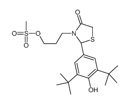 3-[(2S)-2-(3,5-ditert-butyl-4-hydroxyphenyl)-4-oxo-1,3-thiazolidin-3-yl]propyl methanesulfonate结构式