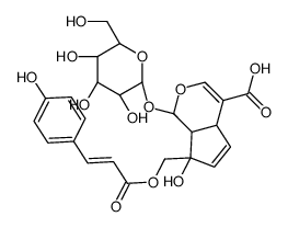 7-hydroxy-7-[[(E)-3-(4-hydroxyphenyl)prop-2-enoyl]oxymethyl]-1-[(2S,3R,4S,5S,6R)-3,4,5-trihydroxy-6-(hydroxymethyl)oxan-2-yl]oxy-4a,7a-dihydro-1H-cyclopenta[c]pyran-4-carboxylic acid结构式