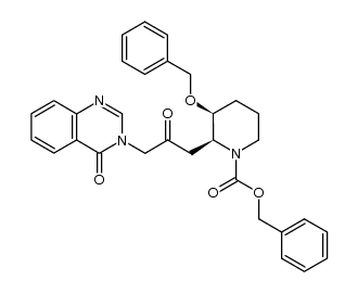 2,3-cis-3-benzyloxy-1-benzyloxycarbonyl-2-[2-oxo-3-(4-oxo-4H-quinazolin-3-yl)propyl]piperidin Structure