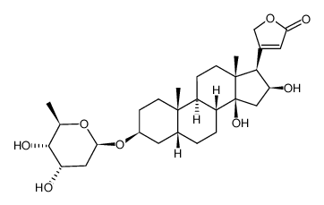 (3beta,5beta,16beta)-3-[(2,6-dideoxy-beta-D\-ribo-hexopyranosyl)oxy]-14,16-dihydroxycard-20(22)-enolide结构式