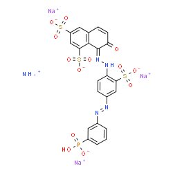 ammonium trisodium 7-hydroxy-8-[[4-[(m-phosphonatophenyl)azo]-2-sulphonatophenyl]azo]naphthalene-1,3-disulphonate structure