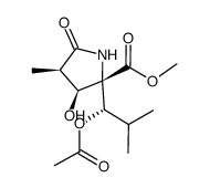 methyl (2S,3S,4R)-2-((S)-1-acetoxy-2-methylpropyl)-3-hydroxy-4-methyl-5-oxopyrrolidine-2-carboxylate Structure