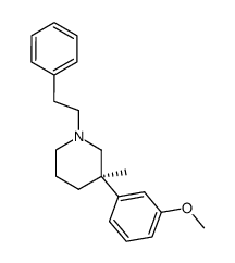 (R)-3-(3-Methoxy-phenyl)-3-methyl-1-phenethyl-piperidine结构式