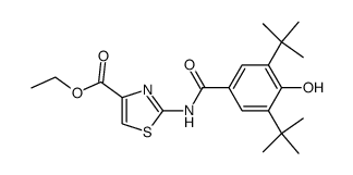 2-[[[3,5-Bis(1,1-dimethylethyl)-4-hydroxyphenyl]-carbonyl]-amino]-4-thiazolecarboxylic acid ethyl ester结构式