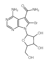 5-amino-8-bromo-9-[3,4-dihydroxy-5-(hydroxymethyl)oxolan-2-yl]-2,4,9-triazabicyclo[4.3.0]nona-1,3,5,7-tetraene-7-carboxamide Structure