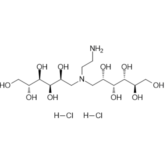 (2R,2'R,3R,3'R,4R,4'R,5S,5'S)-6,6'-((2-Aminoethyl)azanediyl)bis(hexane-1,2,3,4,5-pentaol) dihydrochloride Structure