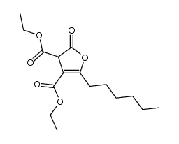 5-hexyl-2-oxo-2,3-dihydro-furan-3,4-dicarboxylic acid diethyl ester结构式