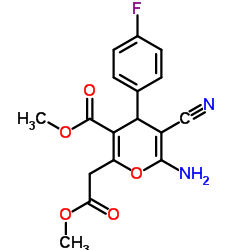 6-氨基-5-氰基-4-(4-氟苯基)-2-(2-甲氧基-2-氧乙基)-4H-吡喃-3-羧酸甲酯结构式