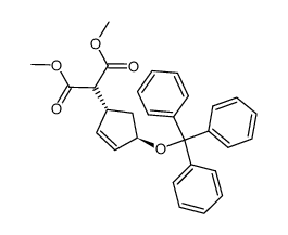 (1R,3R)-1-(2-dimethylmalonyl)-3-triphenylmethoxy-4-cyclopentene结构式