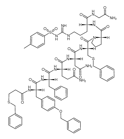 Mpa(Bzl)-Tyr(Bzl)-Phe-Gln-Asn-Cys(Bzl)-Pro-D-Arg(TOS)-Gly-NH2 Structure