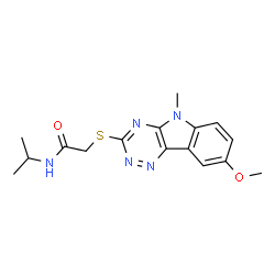 Acetamide, 2-[(8-methoxy-5-methyl-5H-1,2,4-triazino[5,6-b]indol-3-yl)thio]-N-(1-methylethyl)- (9CI) structure