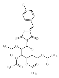 [3,4,5-triacetyloxy-6-[(5Z)-5-[(4-chlorophenyl)methylidene]-4-oxo-2-sulfanylidene-thiazolidin-3-yl]oxan-2-yl]methyl acetate Structure