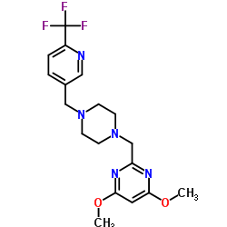 4,6-Dimethoxy-2-[(4-{[6-(trifluoromethyl)-3-pyridinyl]methyl}-1-piperazinyl)methyl]pyrimidine结构式