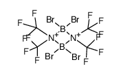 2,2,4,4-tetrabromo-1,1,3,3-tetrakis(trifluoromethyl)-1,3,24,44-diazadiboretidine-1,3-diium结构式