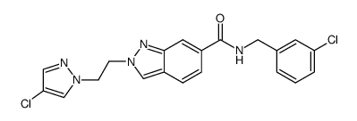 N-(3-Chlorobenzyl)-2-[2-(4-chloro-1H-pyrazol-1-yl)ethyl]-2H-indazole-6-carboxamide结构式