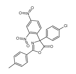 4-(4-chlorophenyl)-4-(2,4-dinitrophenyl)-2-(4-methylphenyl)-5(4H)-oxazolone结构式