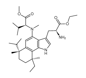 Ethyl (αS,6R,9S)-α-amino-6,9-dimethyl-9-ethyl-4-[[(S)-1-(methoxycarbonyl)-2-methylpropyl]methylamino]-6-(1-methylethyl)-6,7,8,9-tetrahydro-1H-benz[g]indole-3-propanoate Structure