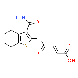 (E)-4-((3-carbamoyl-4,5,6,7-tetrahydrobenzo[b]thiophen-2-yl)amino)-4-oxobut-2-enoic acid结构式