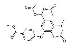 4-<3-Methoxy-2-acetoxy-5-diacetoxymethyl-phenoxy>-benzoesaeure-methylester Structure