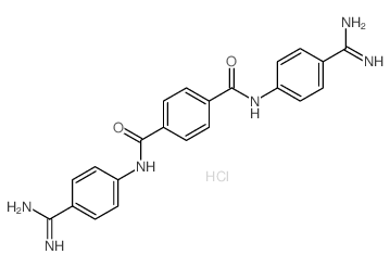 1,4-Benzenedicarboxamide,N1,N4-bis[4-(aminoiminomethyl)phenyl]-, hydrochloride(1:2) structure