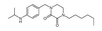 1-Hexyl-4-(p-(isopropylamino)benzyl)-2,3-piperazinedione structure