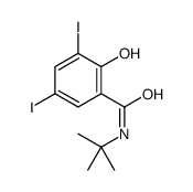 N-tert-butyl-2-hydroxy-3,5-diiodobenzamide结构式