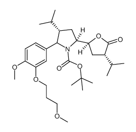tert-butyl (3S,5S)-3-isopropyl-5-((2S,4S)-4-isopropyl-5-oxotetrahydrofuran-2-yl)-2-(4-methoxy-3-(3-methoxypropoxy)phenyl)pyrrolidine-1-carboxylate结构式