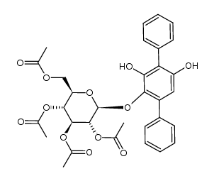 (2R,3R,4S,5R,6S)-2-(acetoxymethyl)-6-((3',5'-dihydroxy-[1,1':4',1''-terphenyl]-2'-yl)oxy)tetrahydro-2H-pyran-3,4,5-triyl triacetate Structure