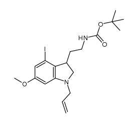 tert-butyl 2-(1-allyl-4-iodo-6-methoxyindolin-3-yl)ethylcarbamate Structure