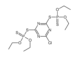 (4-chloro-6-diethoxyphosphinothioylsulfanyl-1,3,5-triazin-2-yl)sulfanyl-diethoxy-sulfanylidene-λ5-phosphane结构式