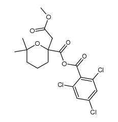 2,4,6-trichlorobenzoic 2-(2-methoxy-2-oxoethyl)-6,6-dimethyltetrahydro-2H-pyran-2-carboxylic anhydride Structure