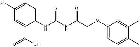 5-chloro-2-[[[[(3,4-dimethylphenoxy)acetyl]amino]thioxomethyl]amino]-benzoic acid structure