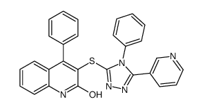 4-phenyl-3-[(4-phenyl-5-pyridin-3-yl-1,2,4-triazol-3-yl)sulfanyl]-1H-quinolin-2-one Structure