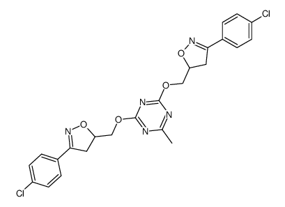 2,4-bis-[3-(4-chloro-phenyl)-4,5-dihydro-isoxazol-5-ylmethoxy]-6-methyl-[1,3,5]triazine结构式